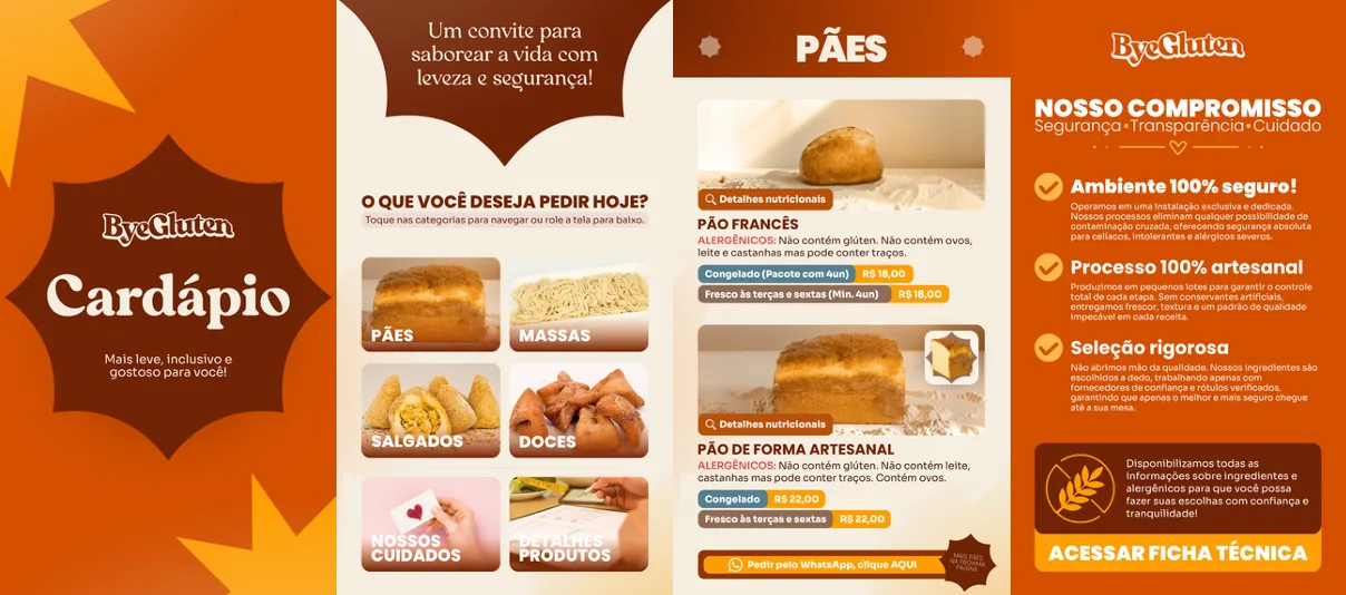 Cardápio Bye Gluten